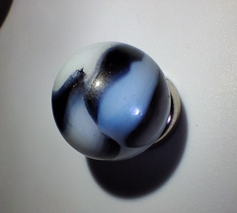 Vintage Peltier Glass NLR AV Zebra Marble .62 Inches