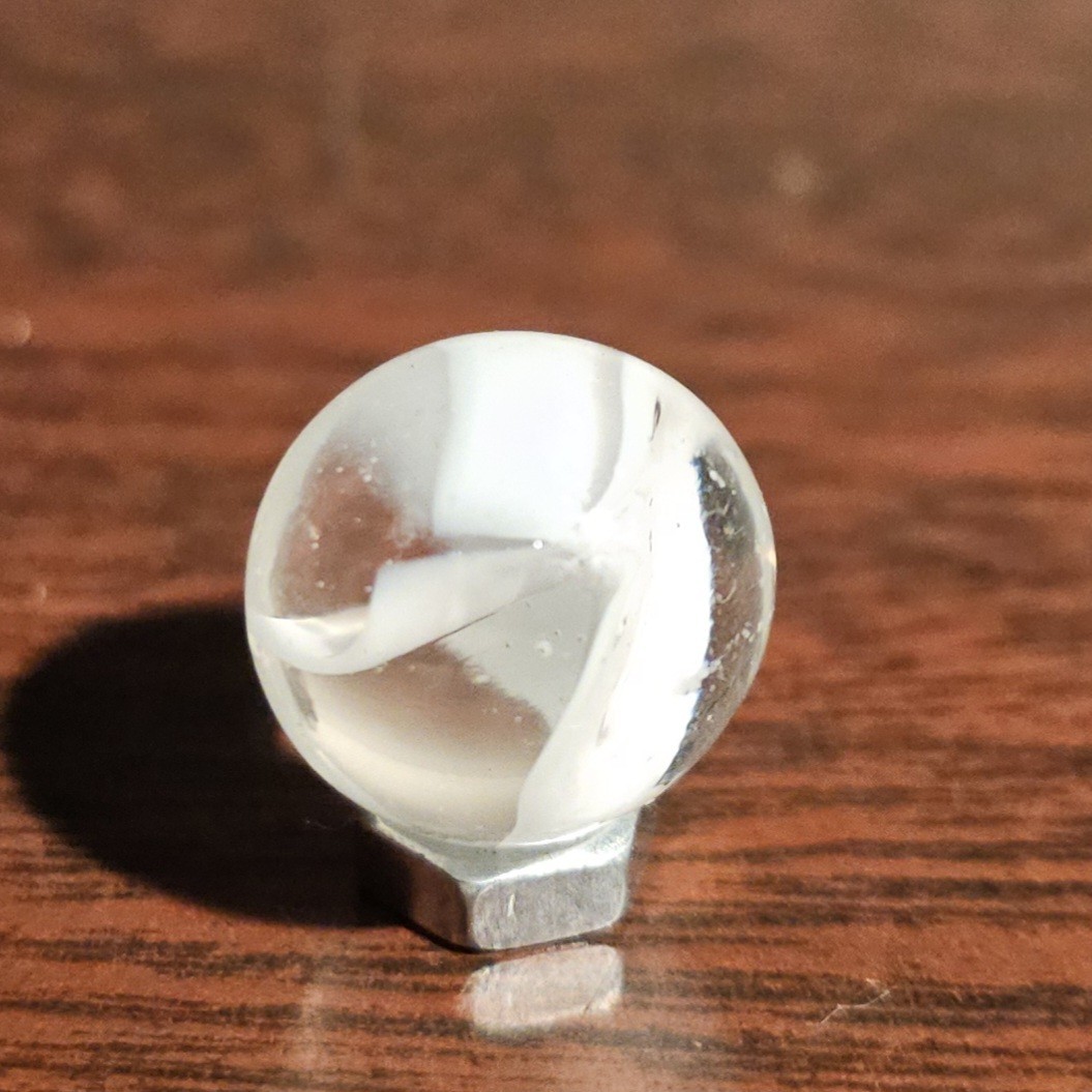 Vintage CE Bogard White Floppy 4-Lobe Cats Eye .625″ Glass Marble