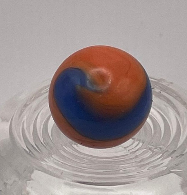 Rare UV Cadmium Glow – Vivid Orange & Blue Spiral Glass Marble – 5/8″