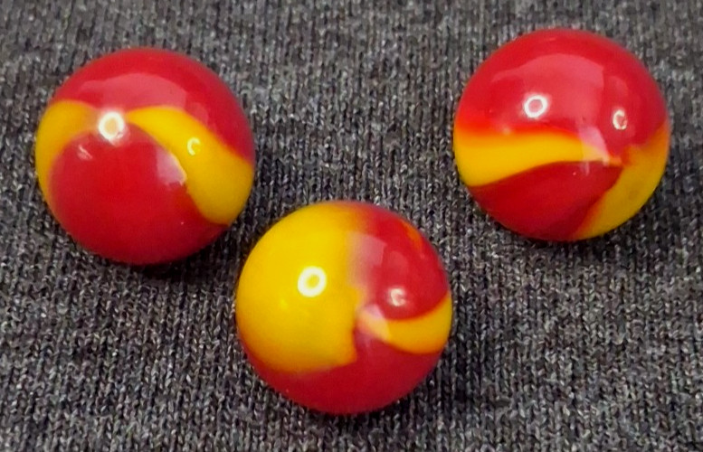 Vintage Vacor Red Devil Lot Of 3 Marbles 5/8″ All Mint Condition 426075