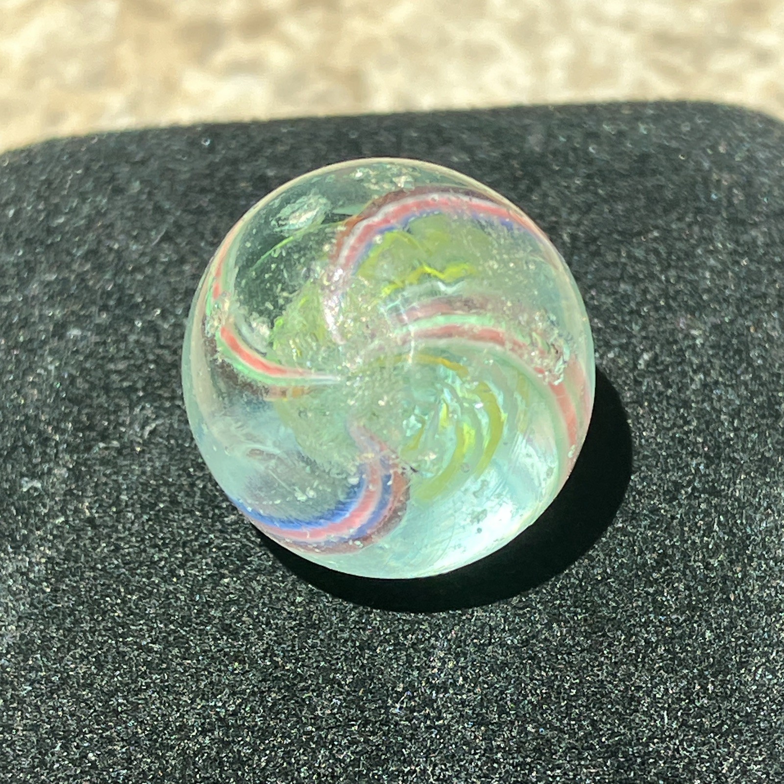 Vintage Antique European Handmade Blown glass divided core swirl