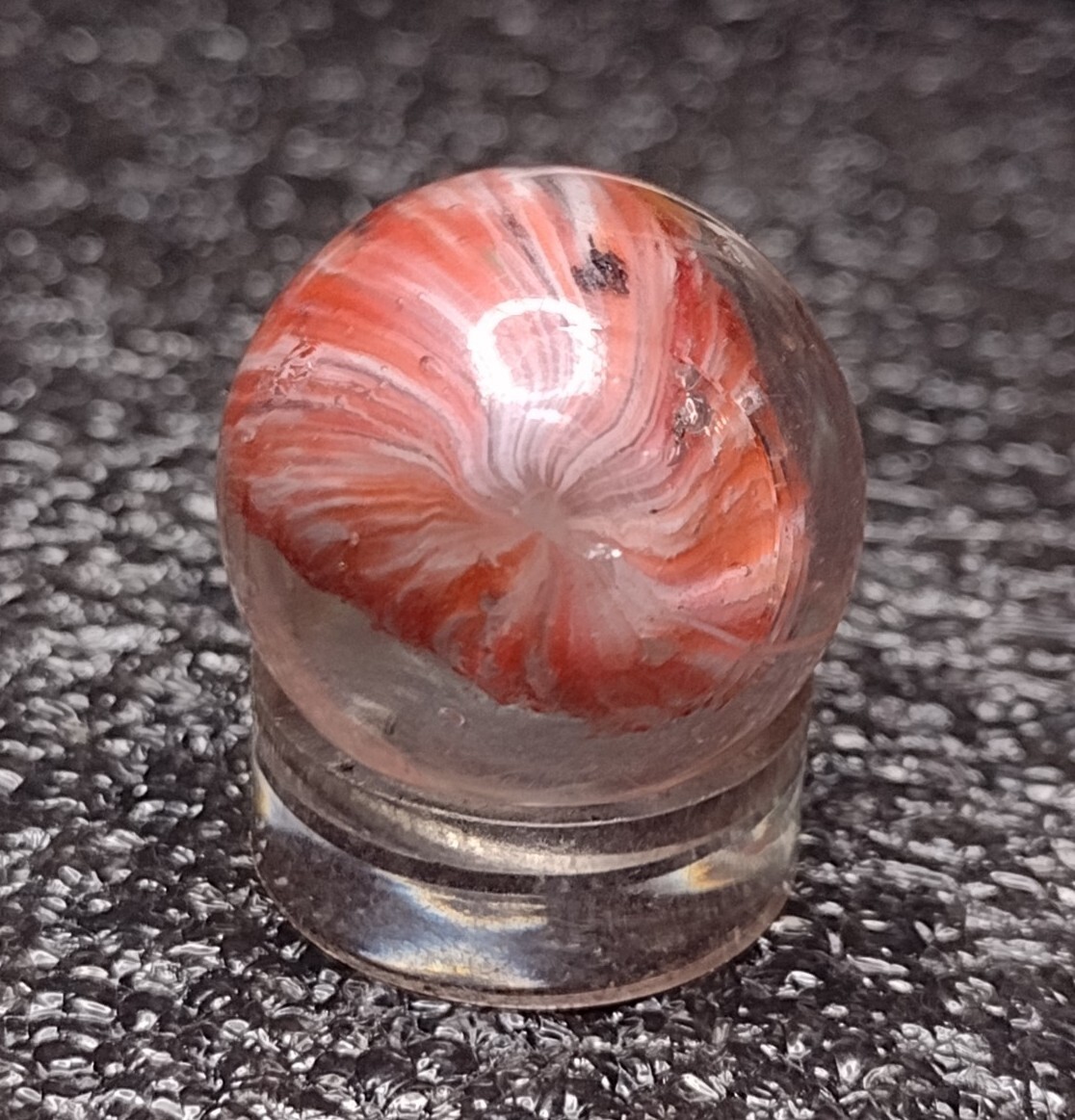 .70″ ✨☁️ SILVER MICA EOD Shrunken OnionSkin Swirl Antique Glass German Marbles