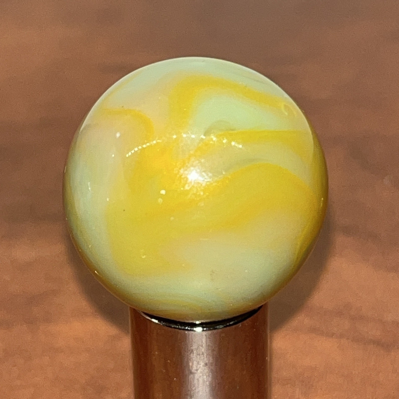 Vintage Shooter Marble .936 Rust/bluish/greyish/yellow. Glows In UV Light (8)