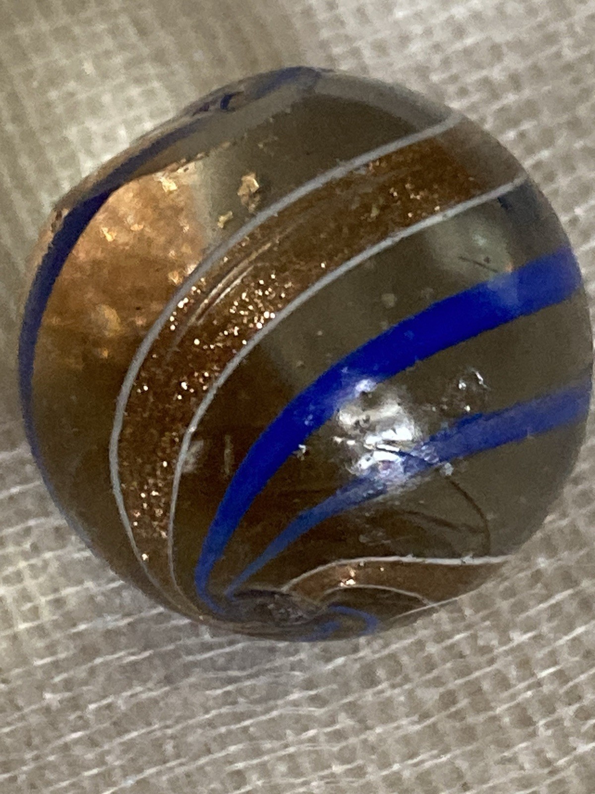 Vtg. Handmade German Banded Lutz Marble 7/8” c.1850-1920