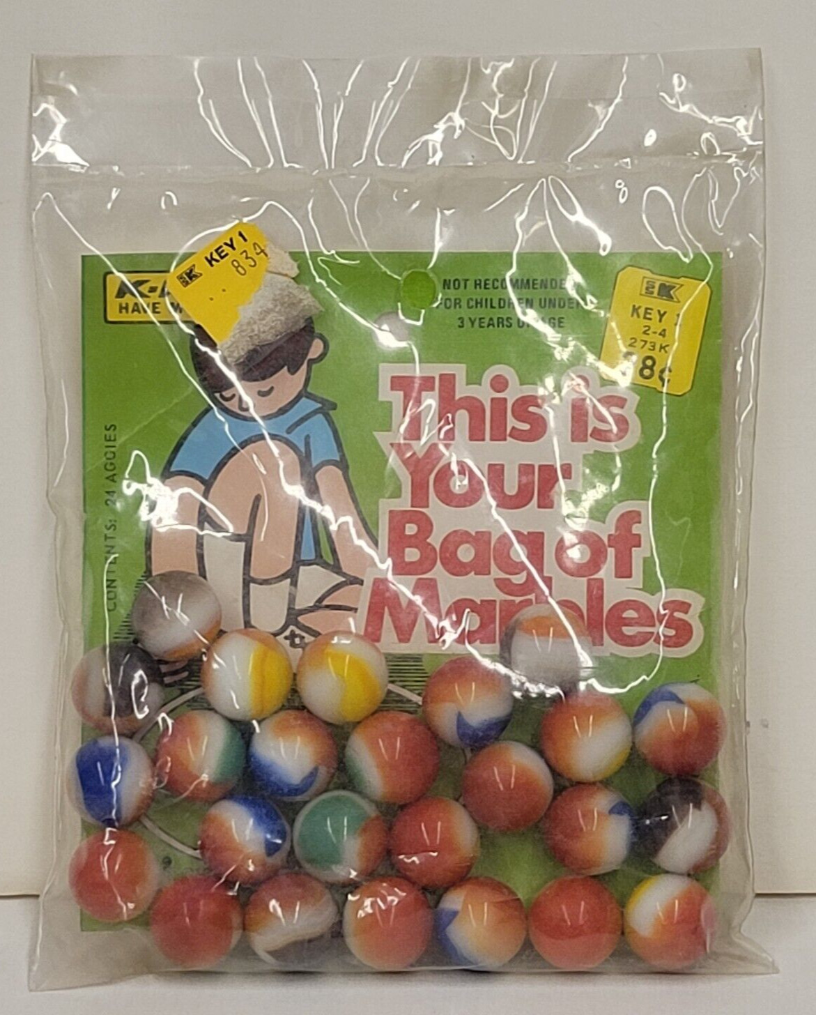 CHEMTOY Marbles 24 Aggies Key 1 No. 273K VTG 1973 SEALED 28 Cents USA K-KIDS NEW