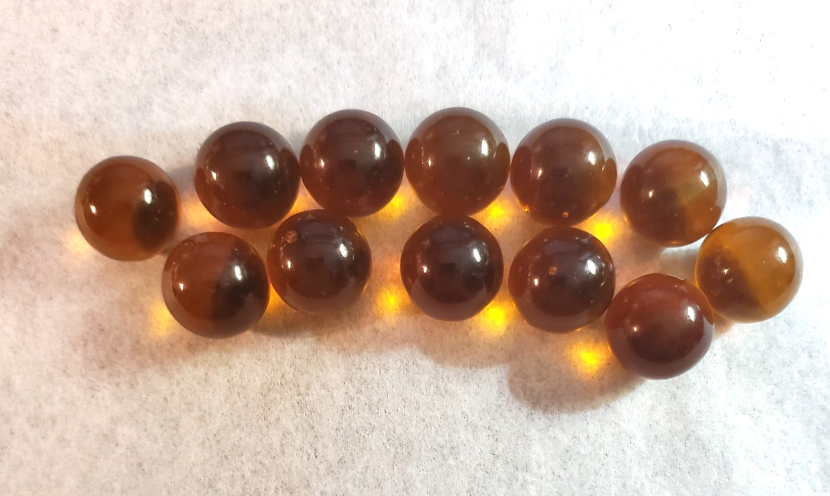 VNTG 12 Amber Colored Marbles W16 L14