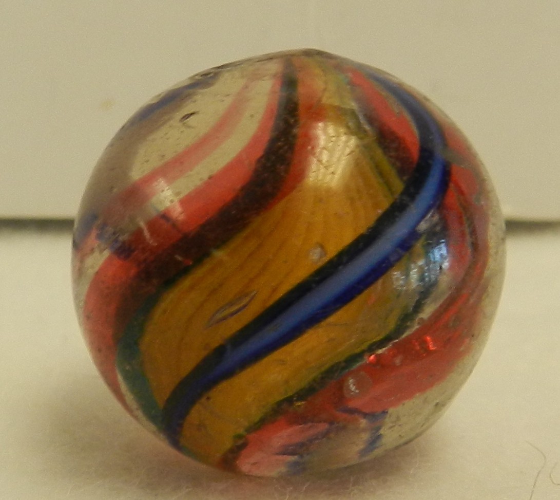#20442m .96 Inches Vintage German Handmade Single Ribbon Swirl Shooter Marble
