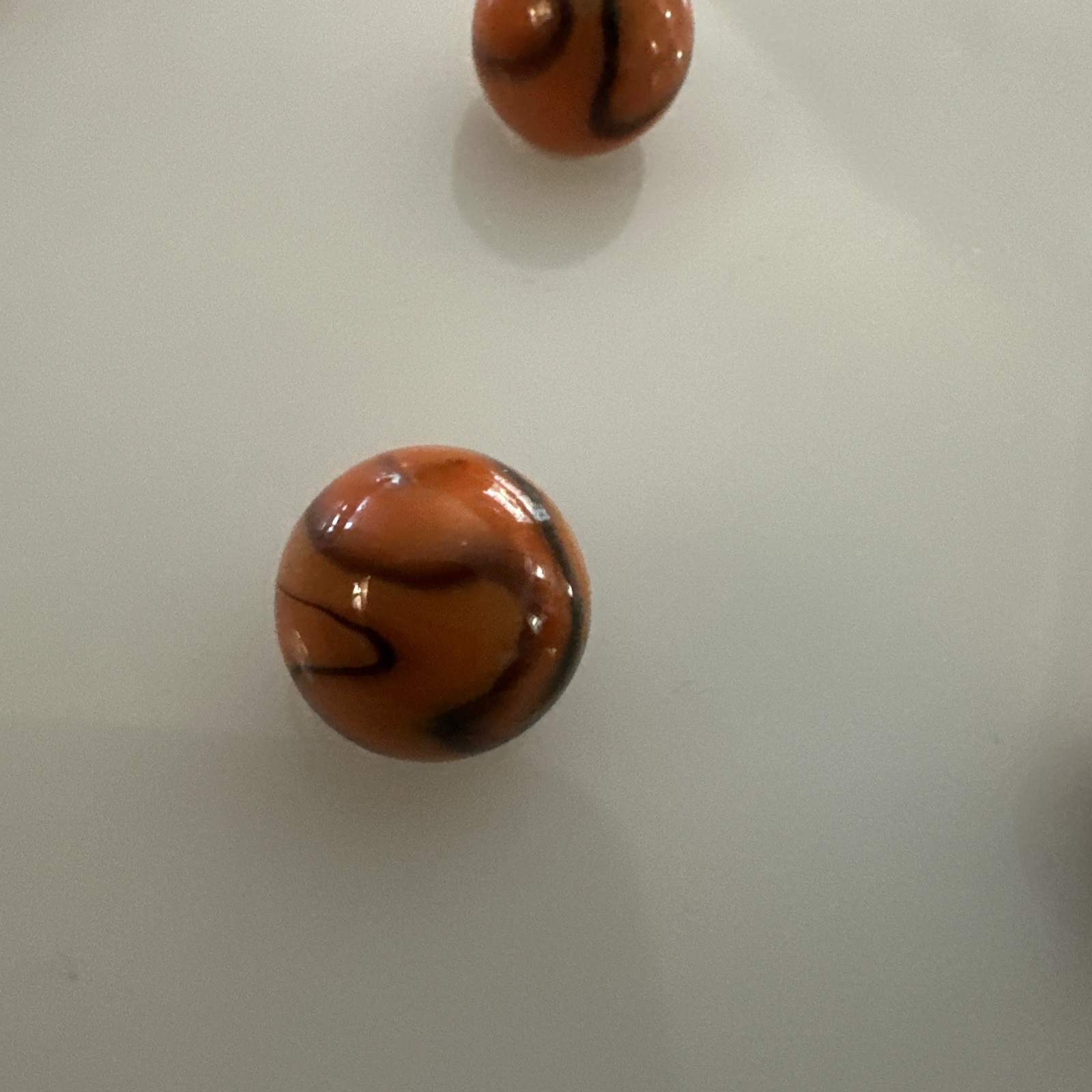 16mm Bengal Tiger Glass Player Mega Marbles Pk of 5 Orange w Black Swirls Vacor