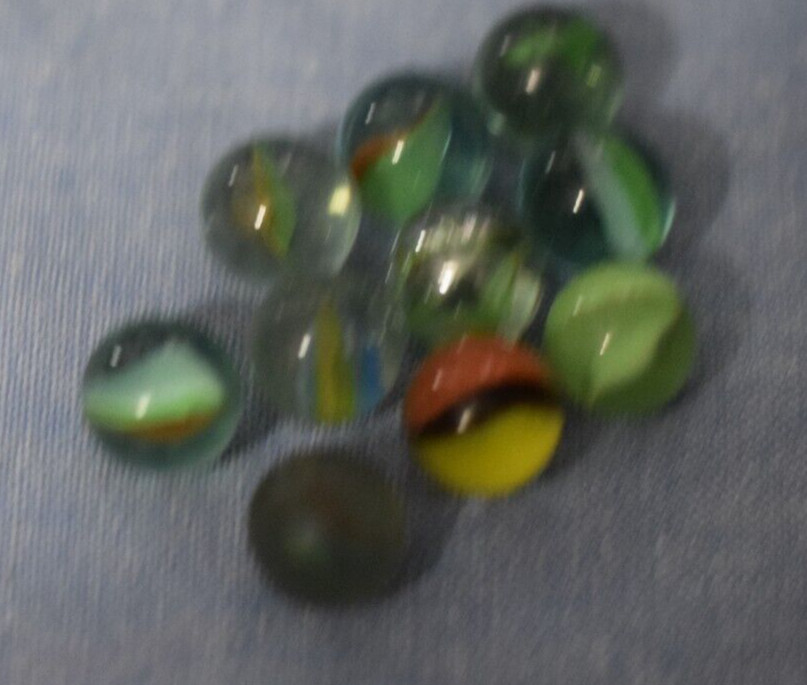 Vintage Lot of 10 Cat’s eye Multi-Color Marbles 16 mm – .6 in. C140