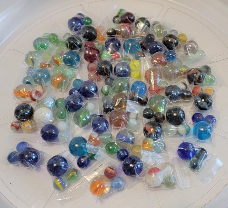Lot of 150 Mixed Vintage SHOOTERs & Marbles PKGd in 50 individual bags of 3 each