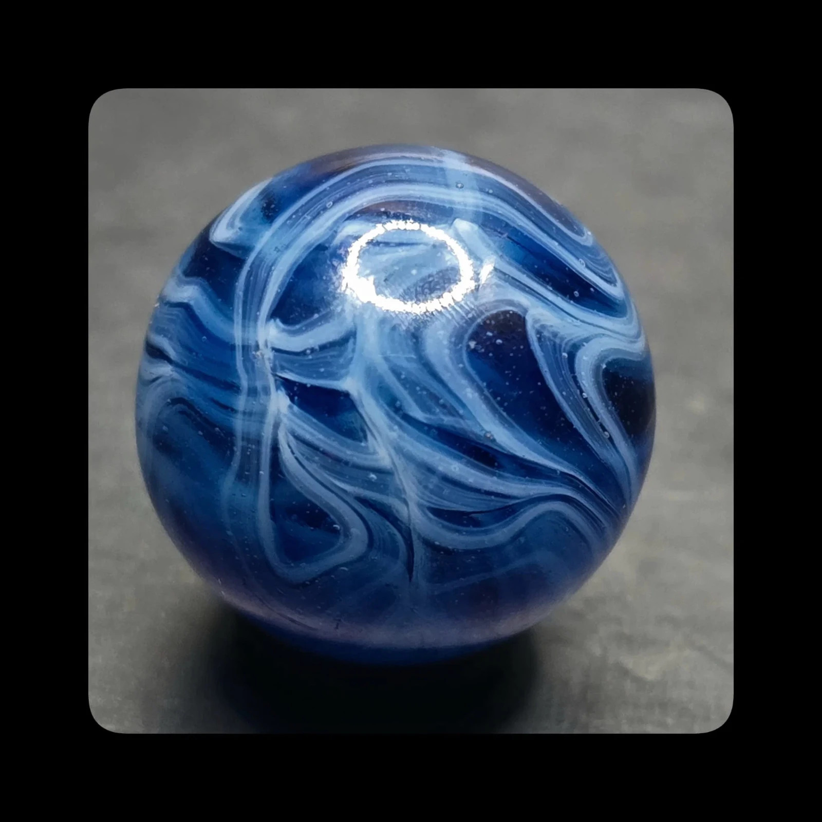 ~Mic’sMibs~11/16″ Busy Translucent Cobalt Alley Swirl Mint- 9.3