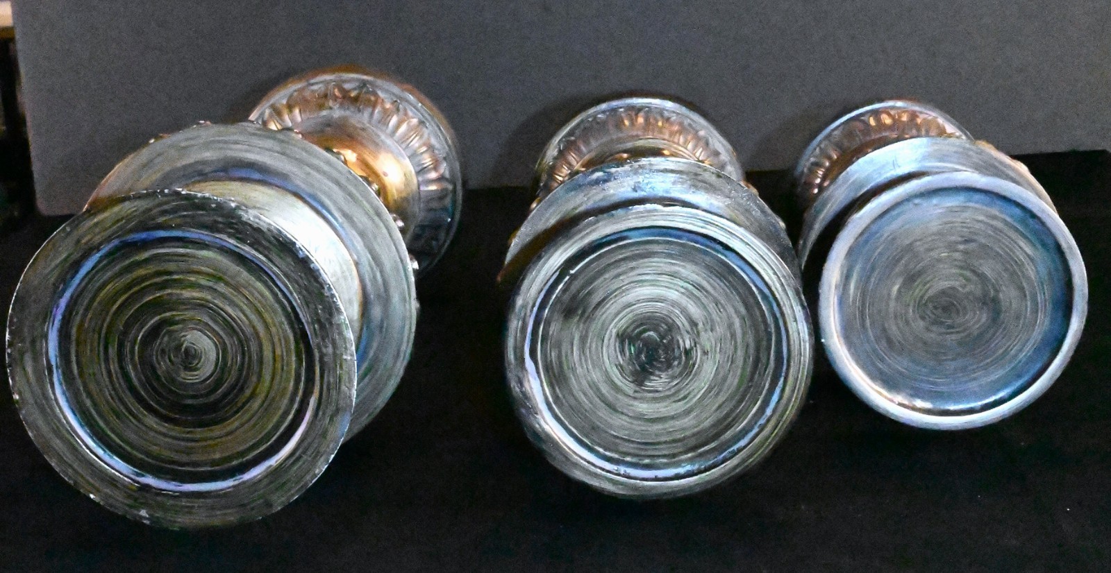 3 Resilin -Marble Style Swirl Pedestals item# YH080125 Vintage 2008