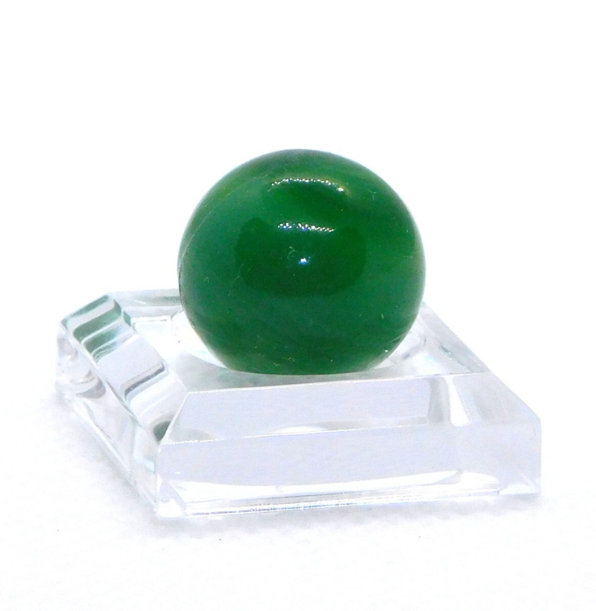 Vintage Glass Marble Small Green Opaque Swirl Melted Pontil Mint 0.55″ #0-116