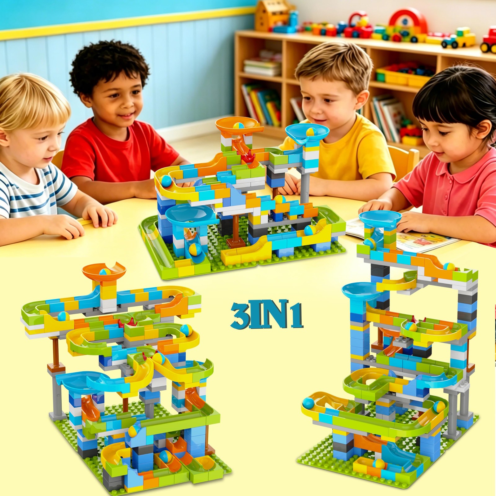 3in1 Marble Runs for Kids 3-5, 203pcs 4.7 inches x 12.4 x 12.2