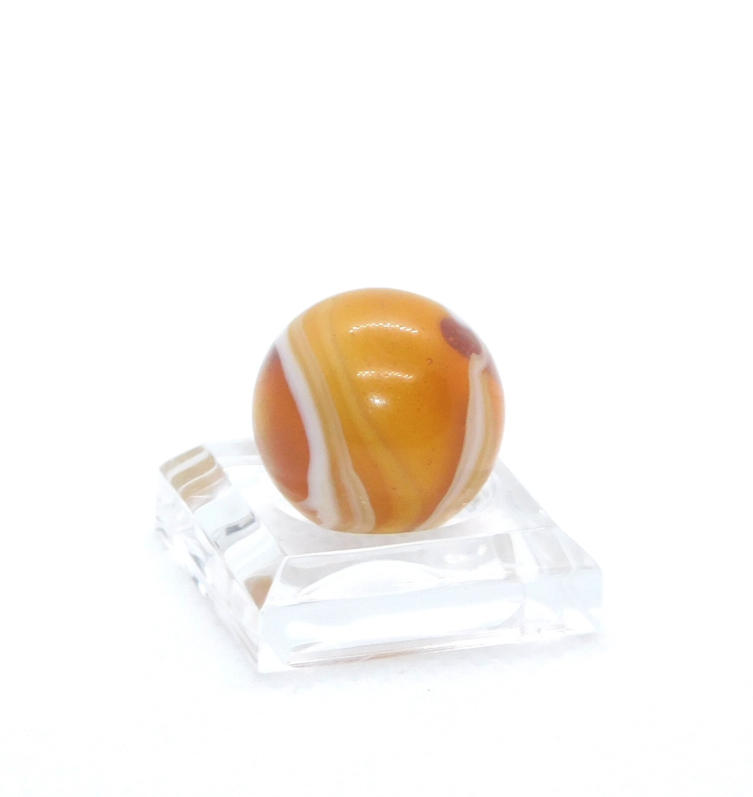 Vintage Glass Marble Amber Slag Transitional Transparent ‘9 & Tail’ 0.62″ 0-121