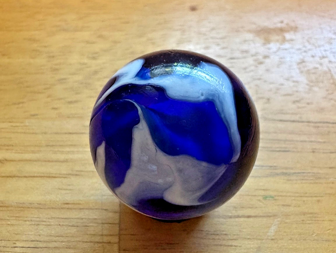 Vintage Blue Swirl Translucent Marble 35mm Shooter – Large