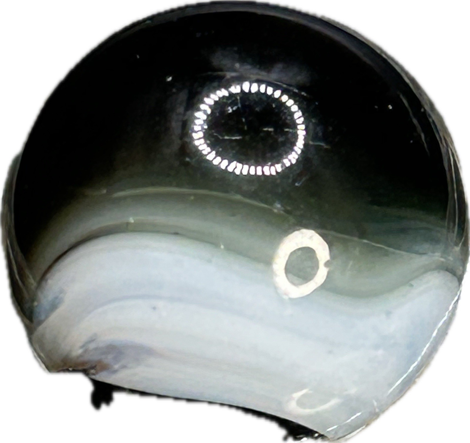 Vintage Marble Akro Corkscrew Marble Black Blue Transparent Wispy White 0.629”