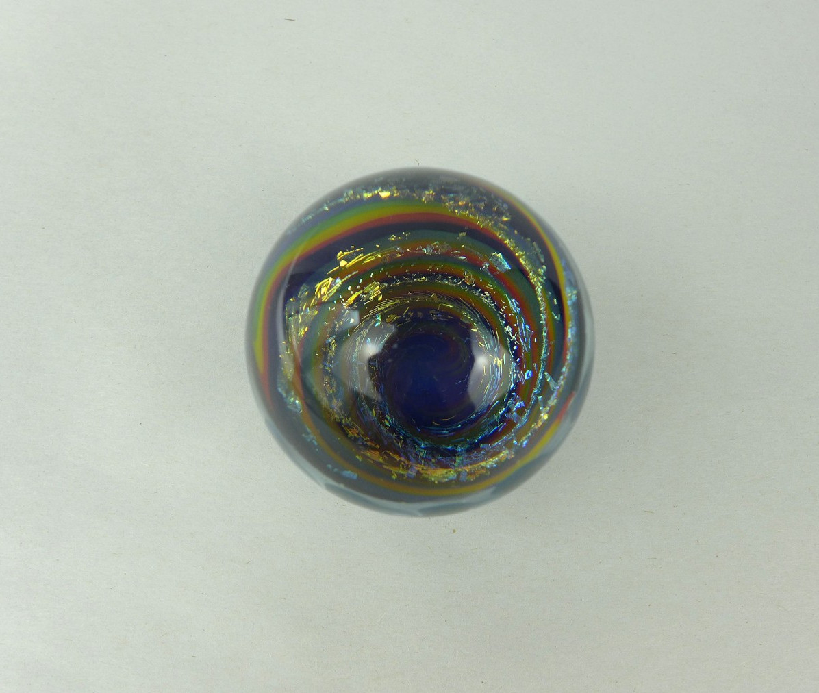 Big Dustin K Morrell Vortex Dichroic Art Glass Marble Paperweight 2004 2.18″