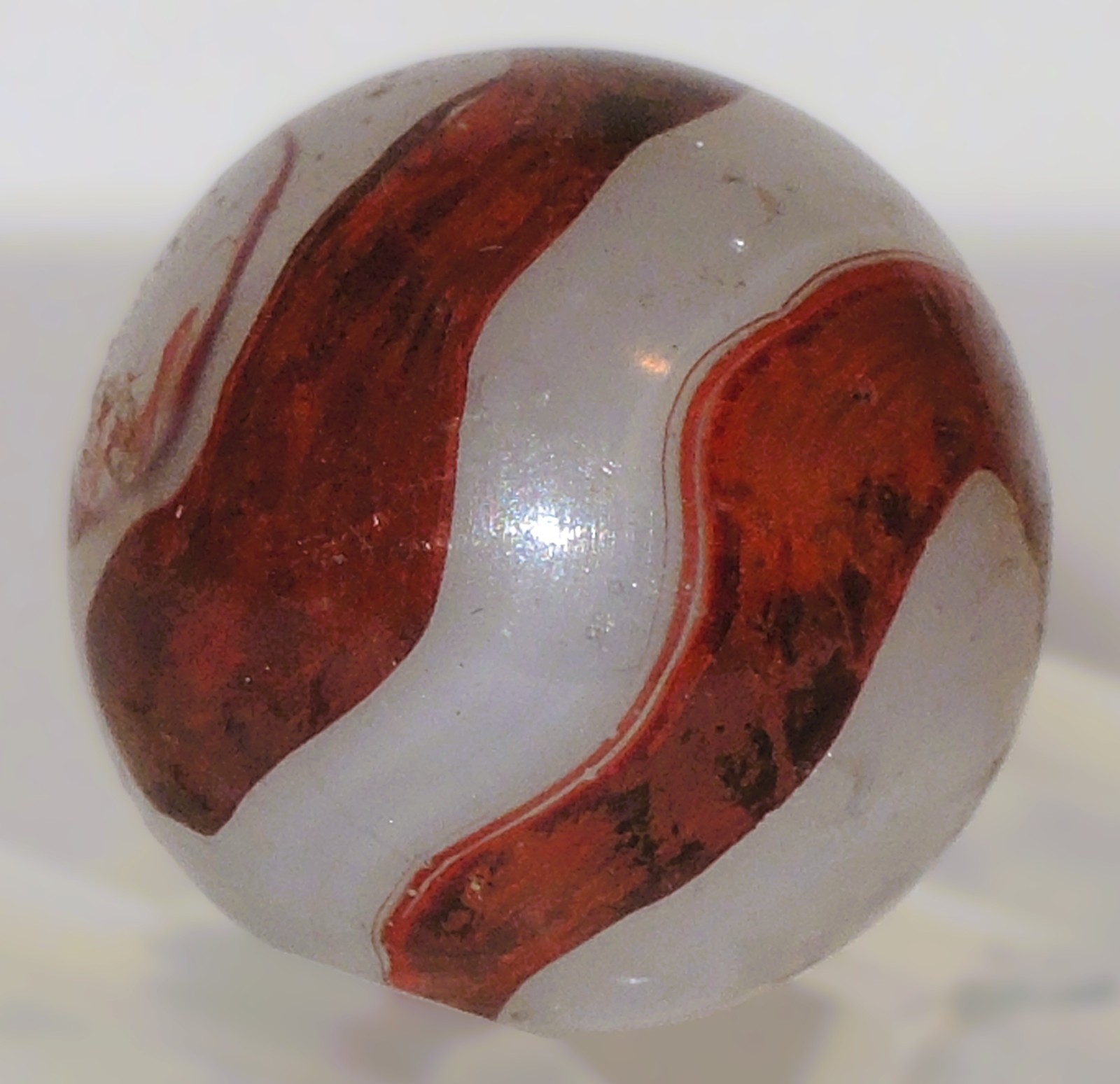 Marble AKRO AGATE Oxblood FlameSwirls Lemonade Milky Base Corkscrew 3/4″ WILD UV