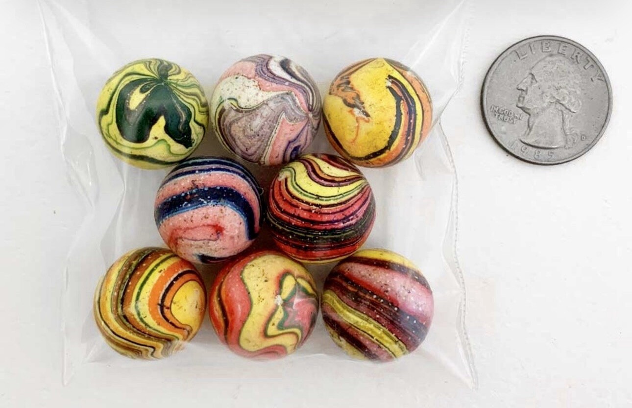 Hand made In Italy, 8 Random Clay Marbles Created by Artist Laura Berretti.