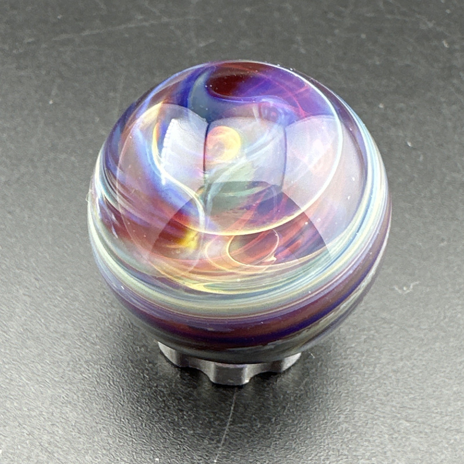 Contemporary Handmade Art Glass Marble .96″ Dreamy Chaos Swirly Color Boro MIB