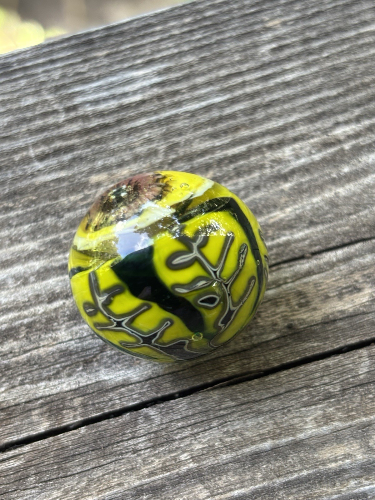 handmade art glass marble “Fabric Love” By Sara Sally LaGrand