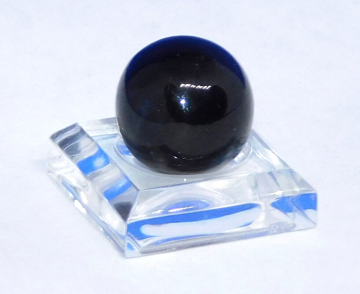 Vintage Marble Black Blue ‘9’ Opaque Swirl Christensen? Pontil NM+ 0.60″ #0-105