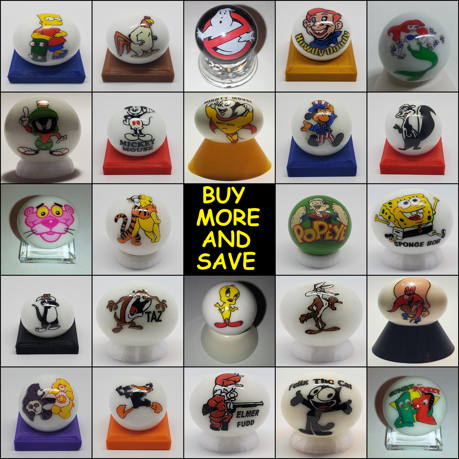 Cartoon Marbles Pick Your Marble (70 marbles w/ Stand) Buy more & Save #2