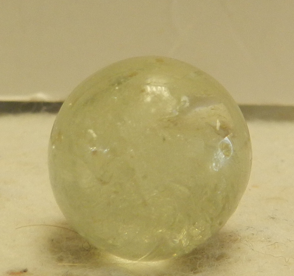 #17798m Vintage German Handmade Clear Glass Mica Marble .70 Inches
