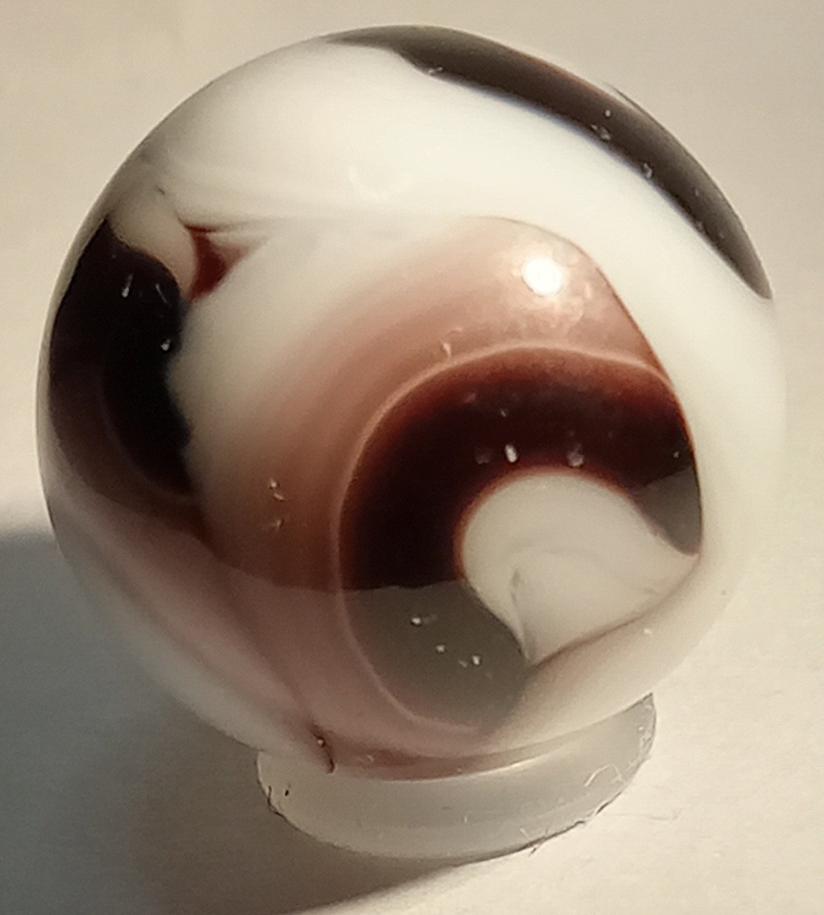 Vintage Marble Premium RAVENSWOOD WV Swirl White Plum Brown 9/16″ NM 1940S-50S