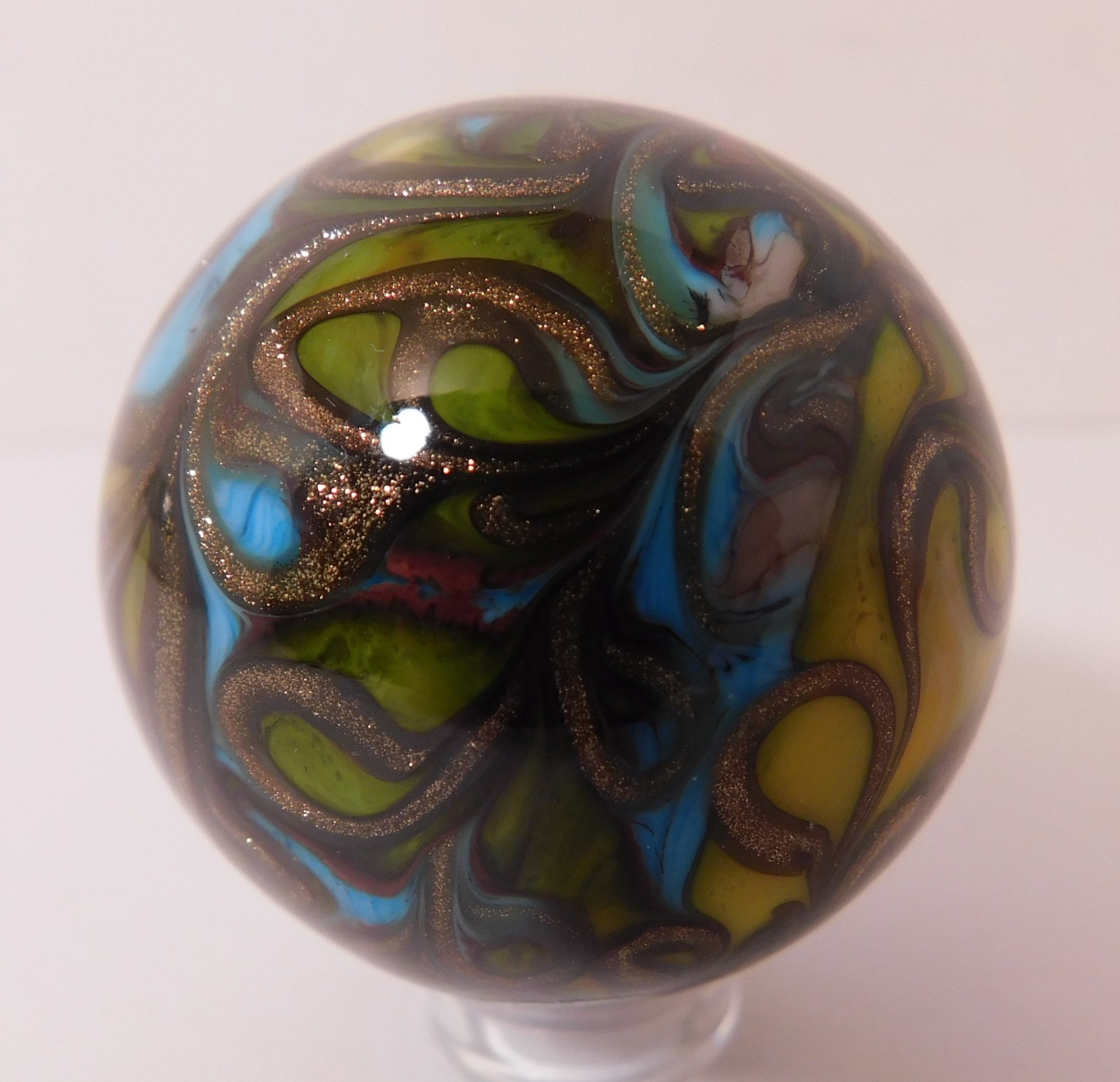 Coolest New Creative Handmade Fancy Swirl Art Glass Marble – 39 MM = 1-7/16″ Dia