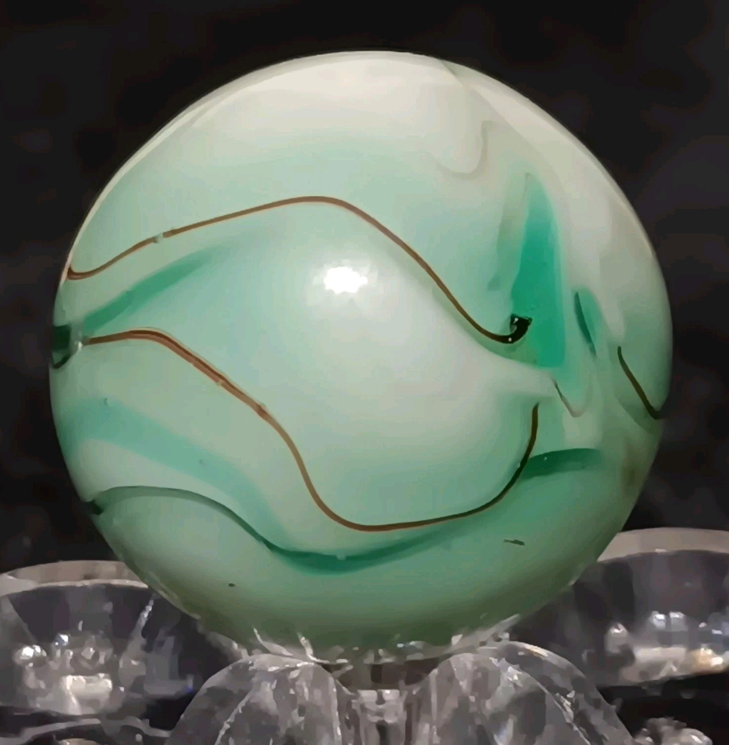 Vintage Heaton Agate Swirl Marble. 59″ Mint(-). With Vitrolite Oxblood.