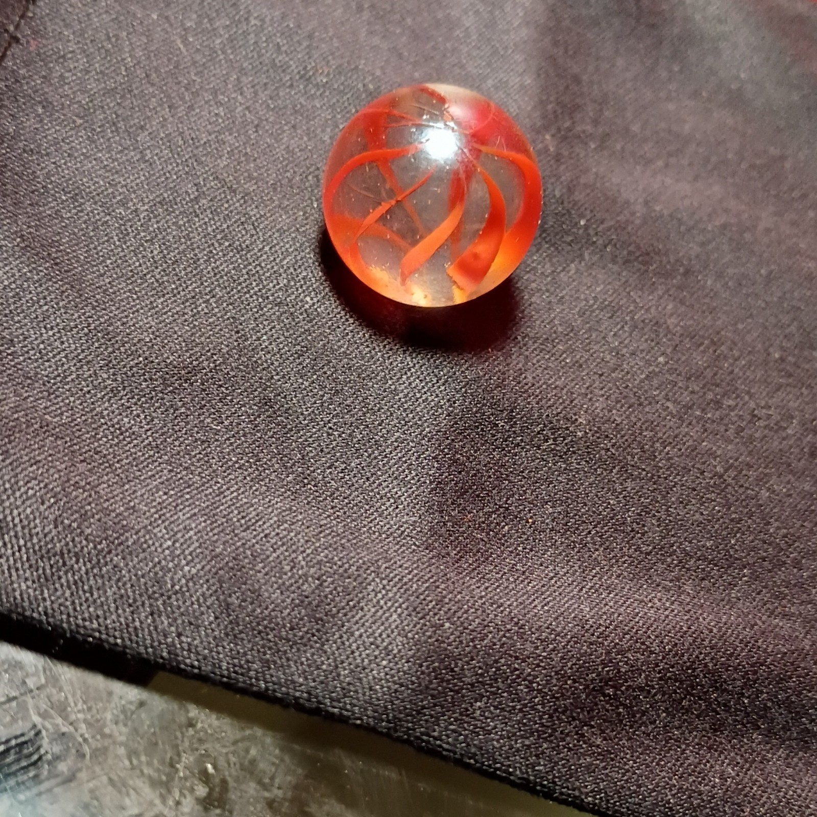 Single Machine Made Glass Swirl Toy Marble, Orange Swirl, Ages 4-7 & 8-11