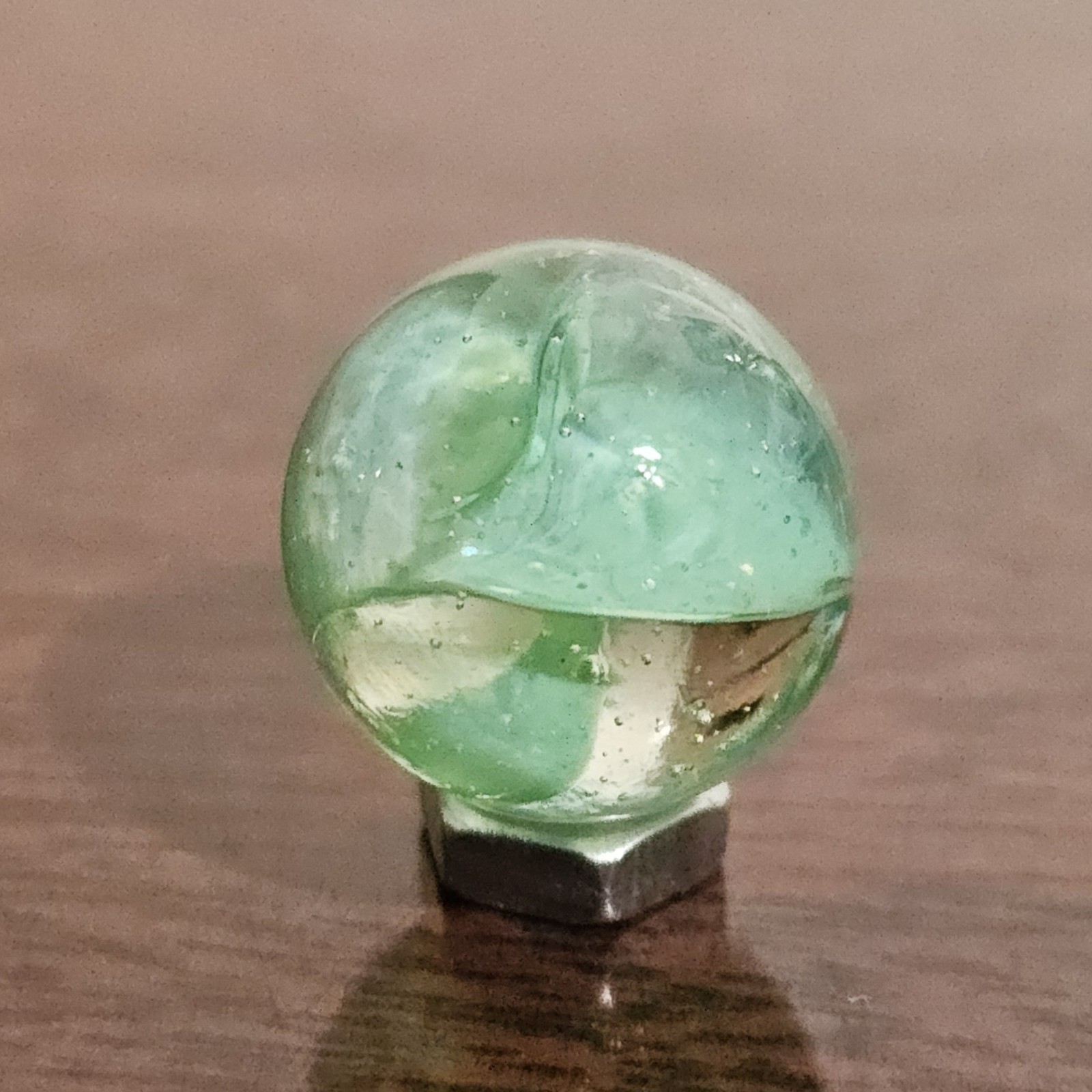 Vintage CE Bogard Mint Green Floppy 4-Lobe Cats Eye .625″ Glass Marble