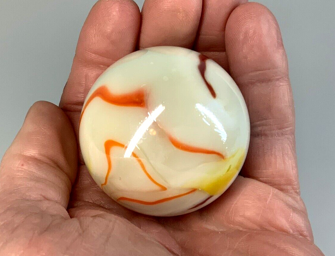 Toe Breaker 50mm (2″) GELATO White Swirl Marbles glass Toebreaker HUGE