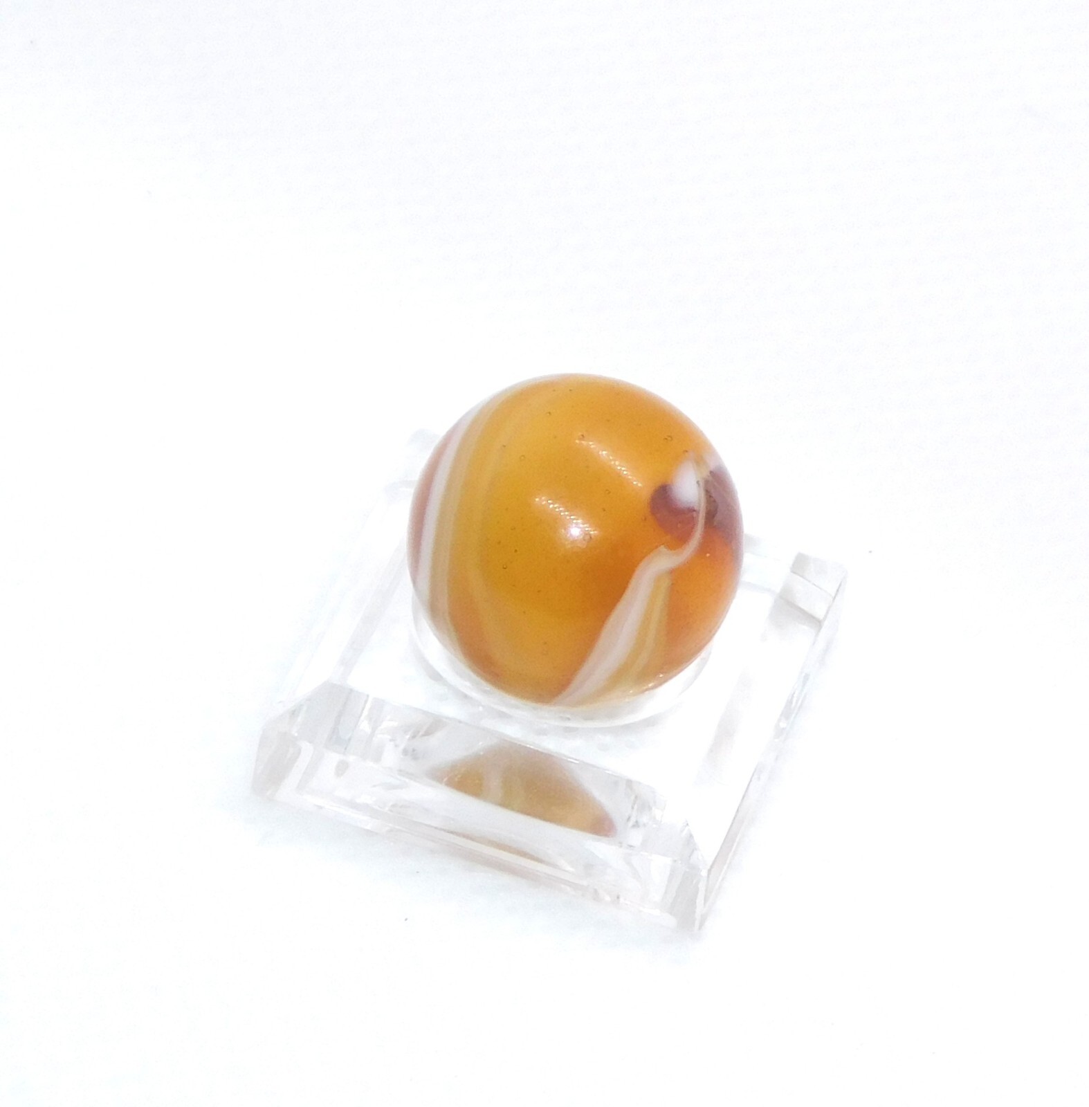 Vintage Glass Marble Amber Slag Transitional Transparent ‘9 & Tail’ 0.62″ 0-121