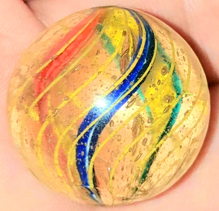 1 & 1/32″+ Precision Caged Divided Core German Handmade Antique Marbles MINT