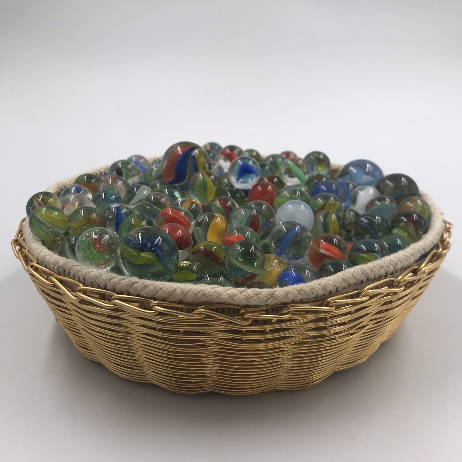 70 Oz Lot of Classic Swirl Glass Marbles Varying Sizes Colors and Condition