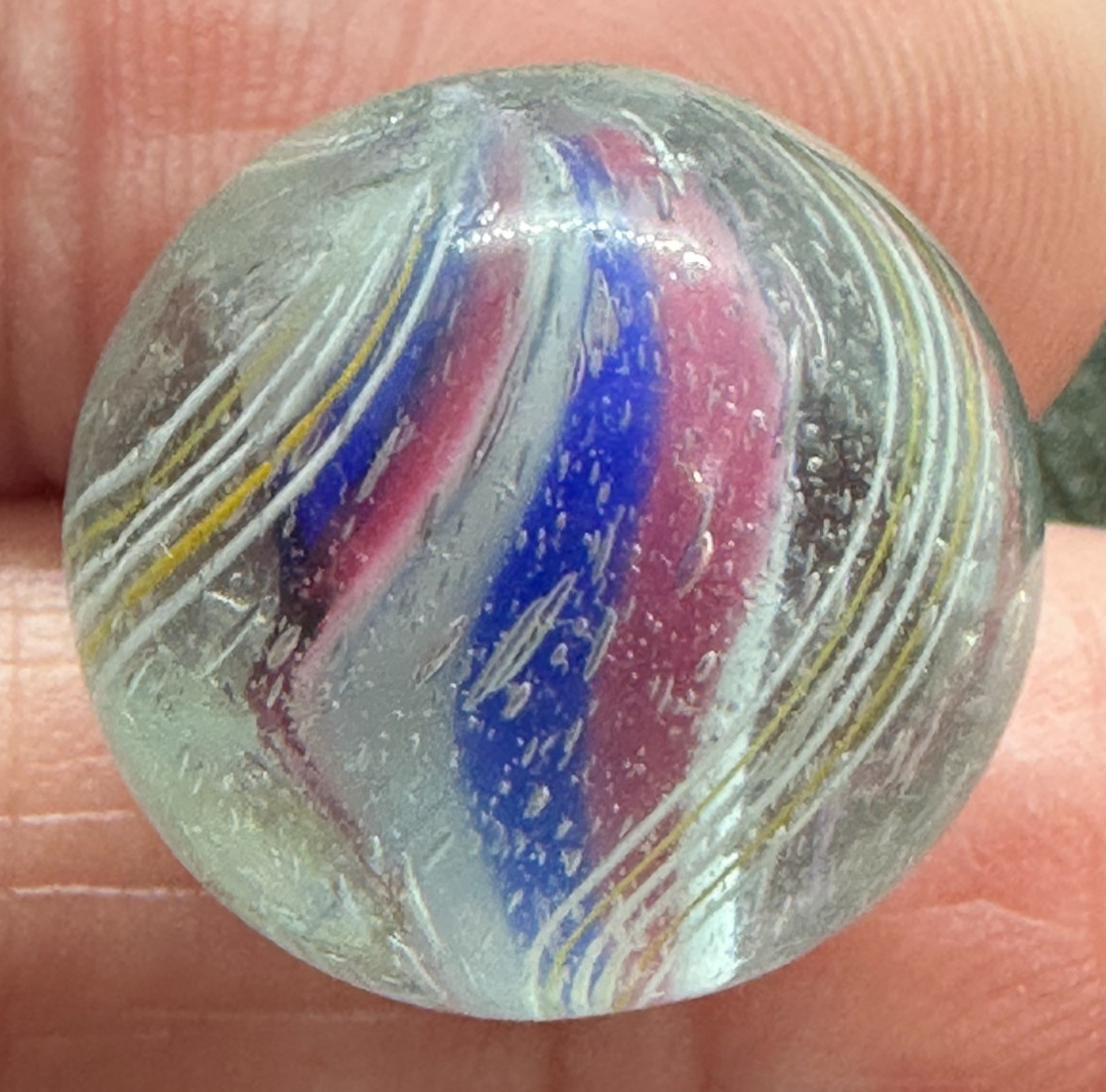 SOLID CORE SWIRL MARBLE .68″ HANDMADE ANTIQUE old toy GERMAN 17.5 mm M