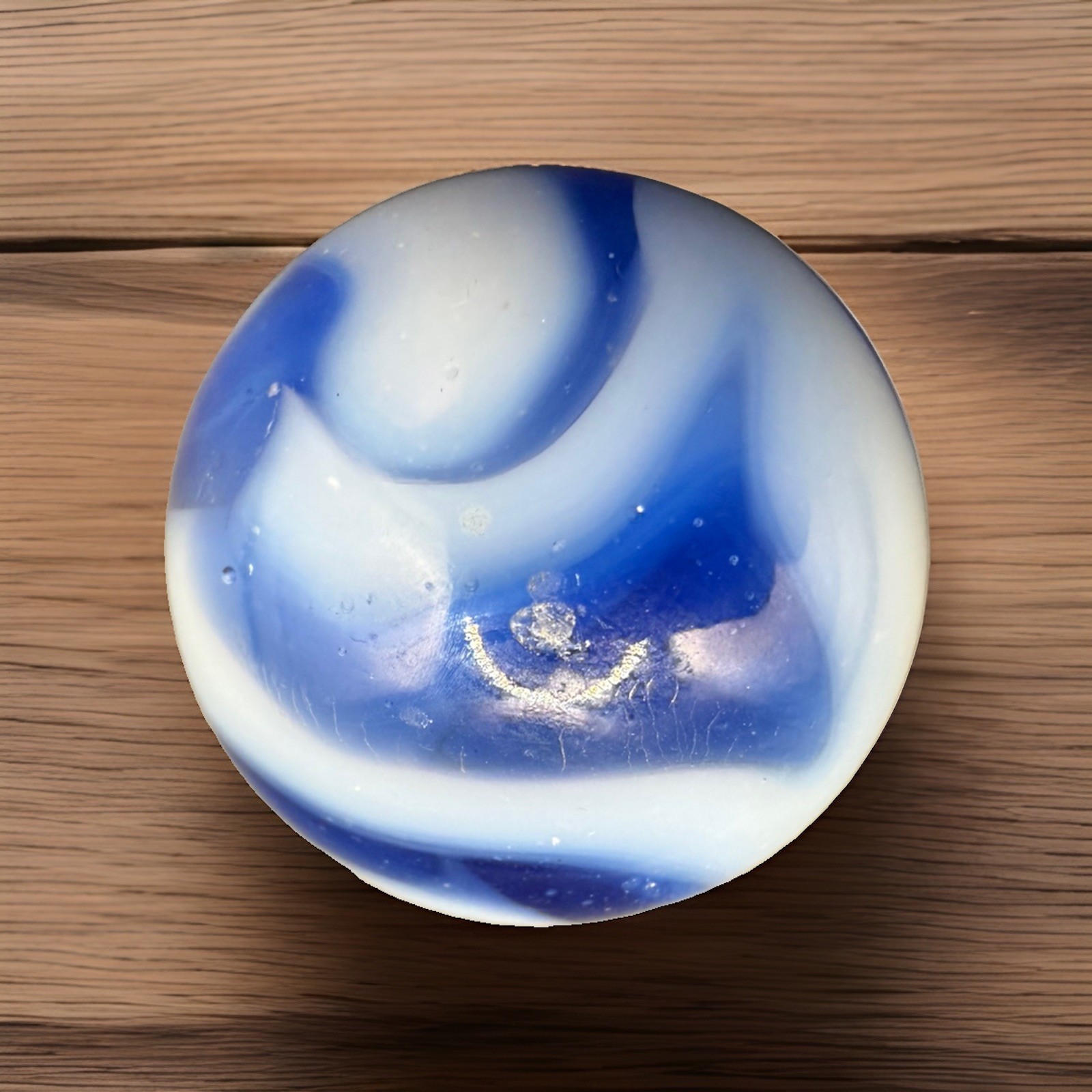 JABO Blue & White Swirl pre ‘97Machine Made Approx. 0.91 in Diameter