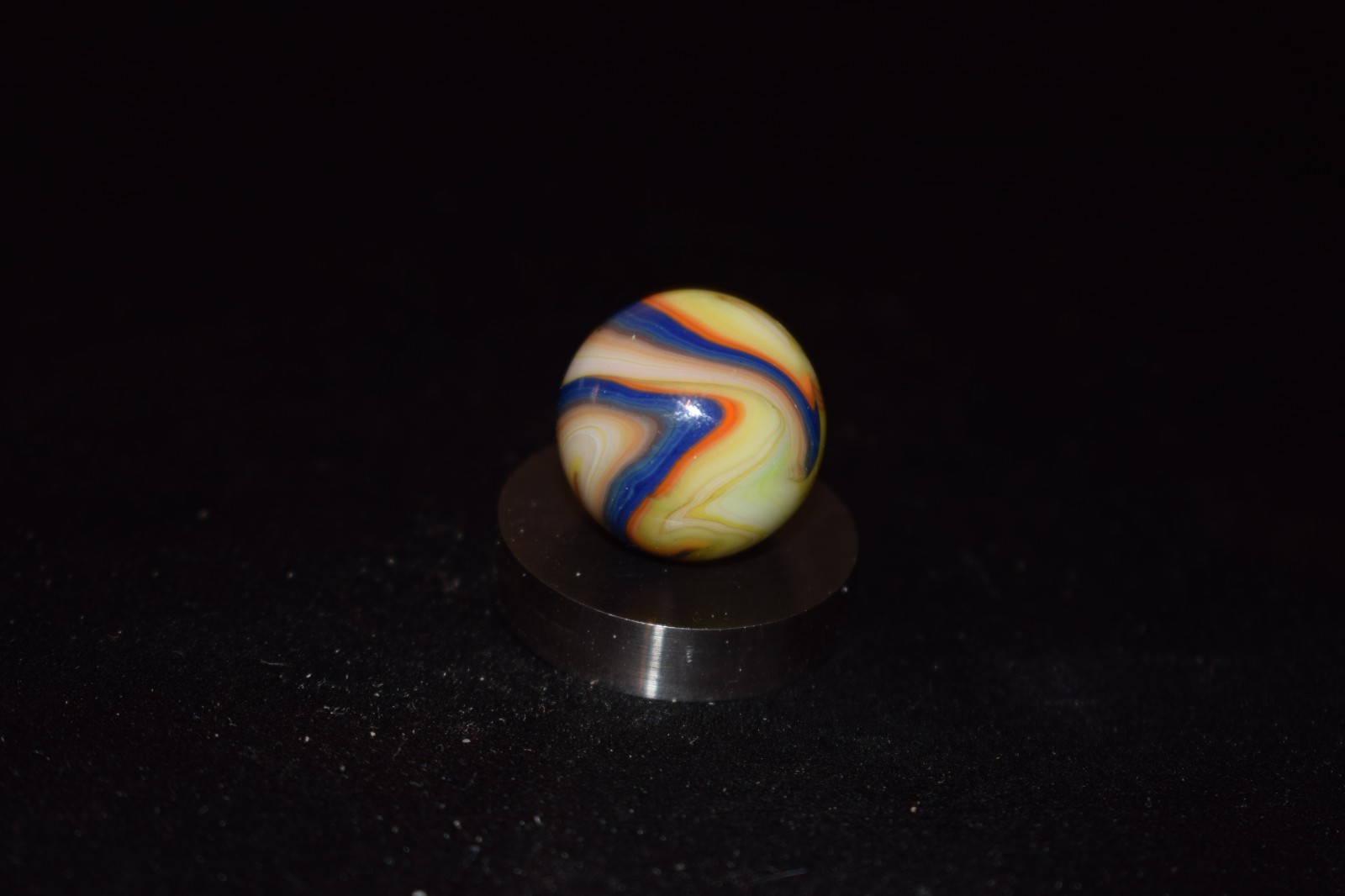 🐦➖⏩DAS 🟠⚡🔵Color Storm Run Swirl Collectors Marble Size .734=49/64″=19mm MINT!