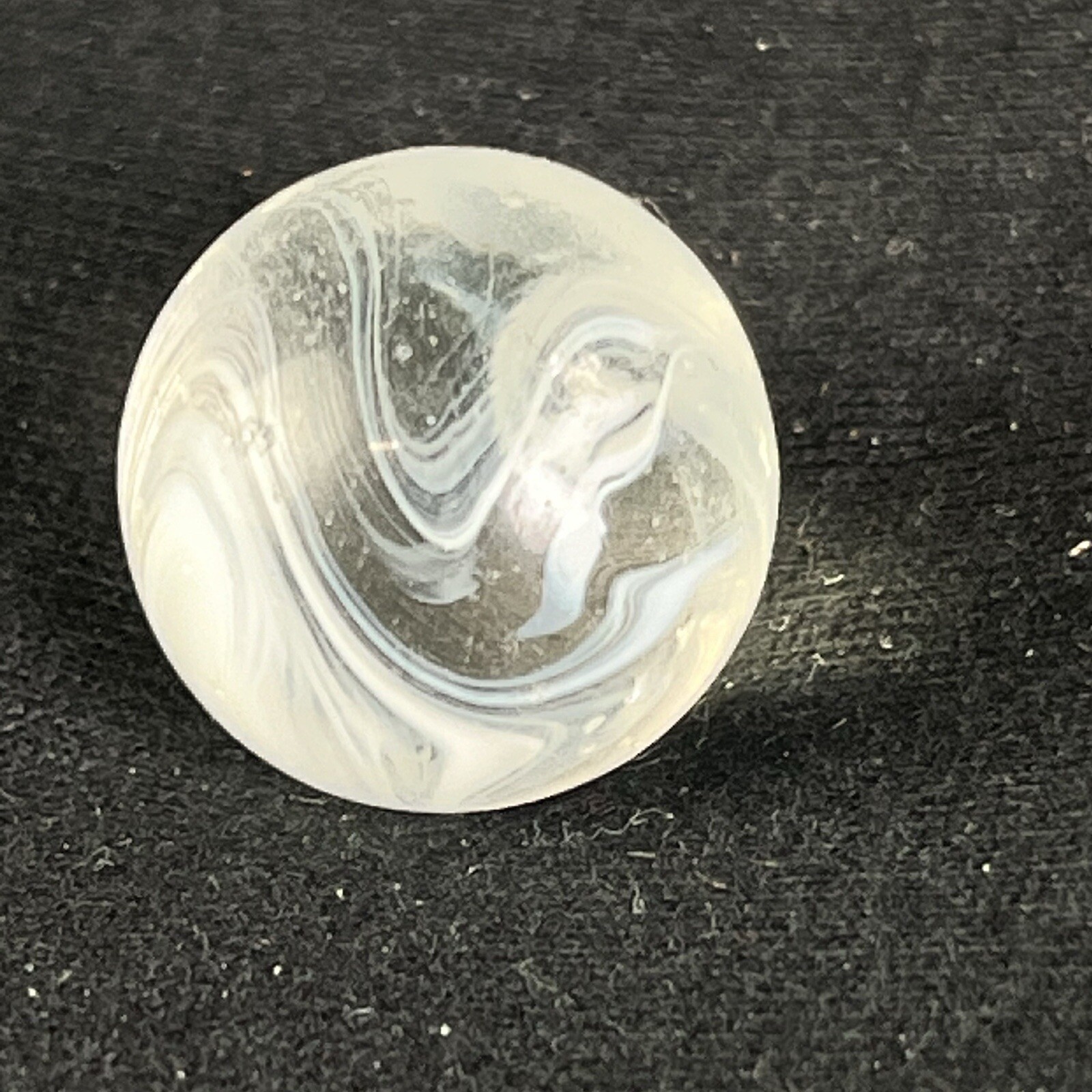 Vintage Akro Agate Peltier Art Swirl Glass Marble .64” White Clear
