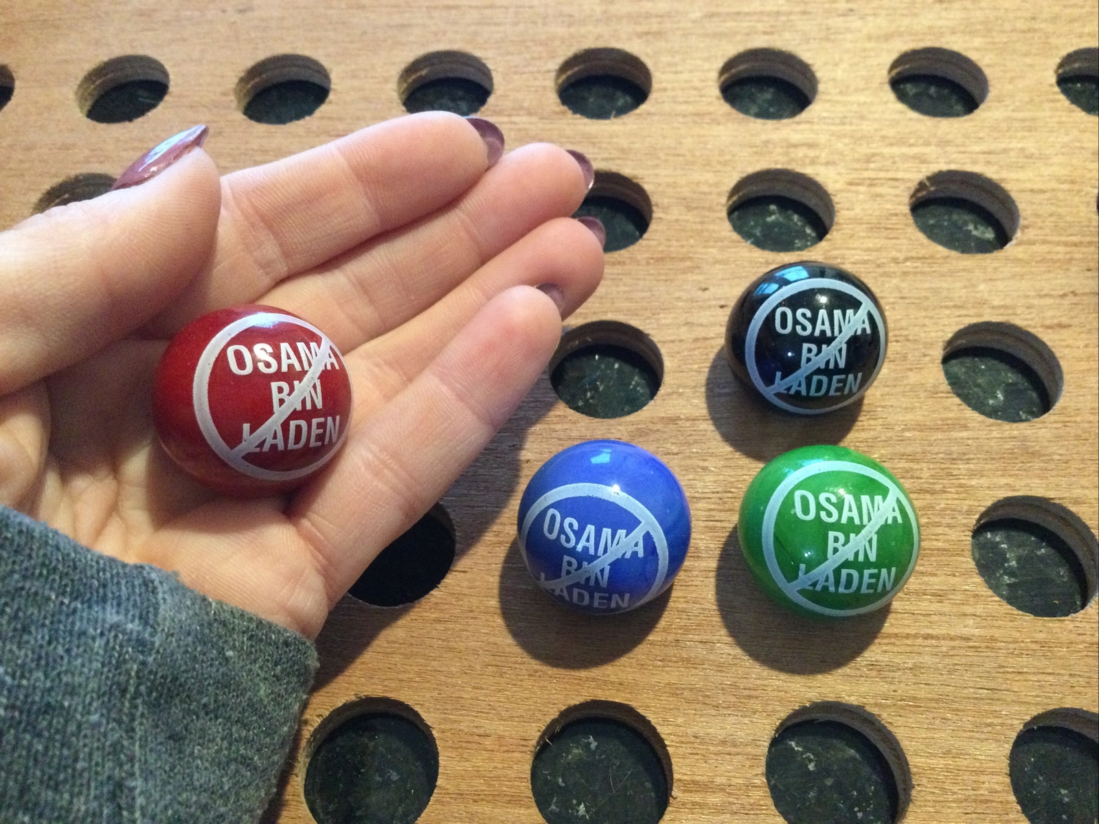 Vintage |”NO Osama Bin Laden”| White on Assortment of Colors | LOT OF 4