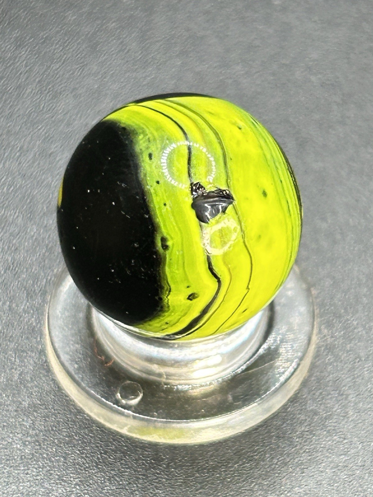 Vintage Electric Yellow Christensen Agate Striped Opaque Marble
