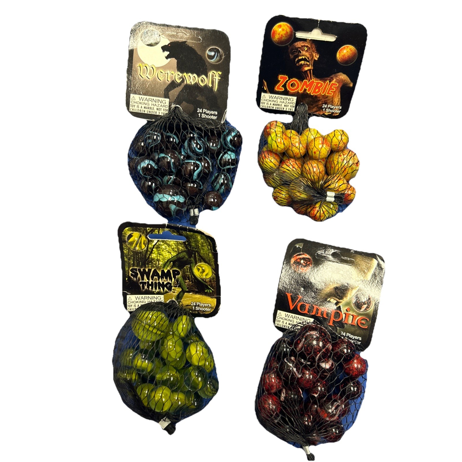 Glass Collectors Marbles Mega Marbles 1 Shooter 24 Players LOT OF 4 = 100 TOTAL