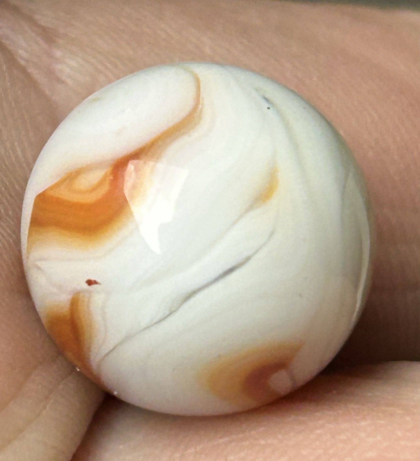 Vintage Alley Agate Or Heaton 0.64” Copper Ribbon Swirl Marble NM!