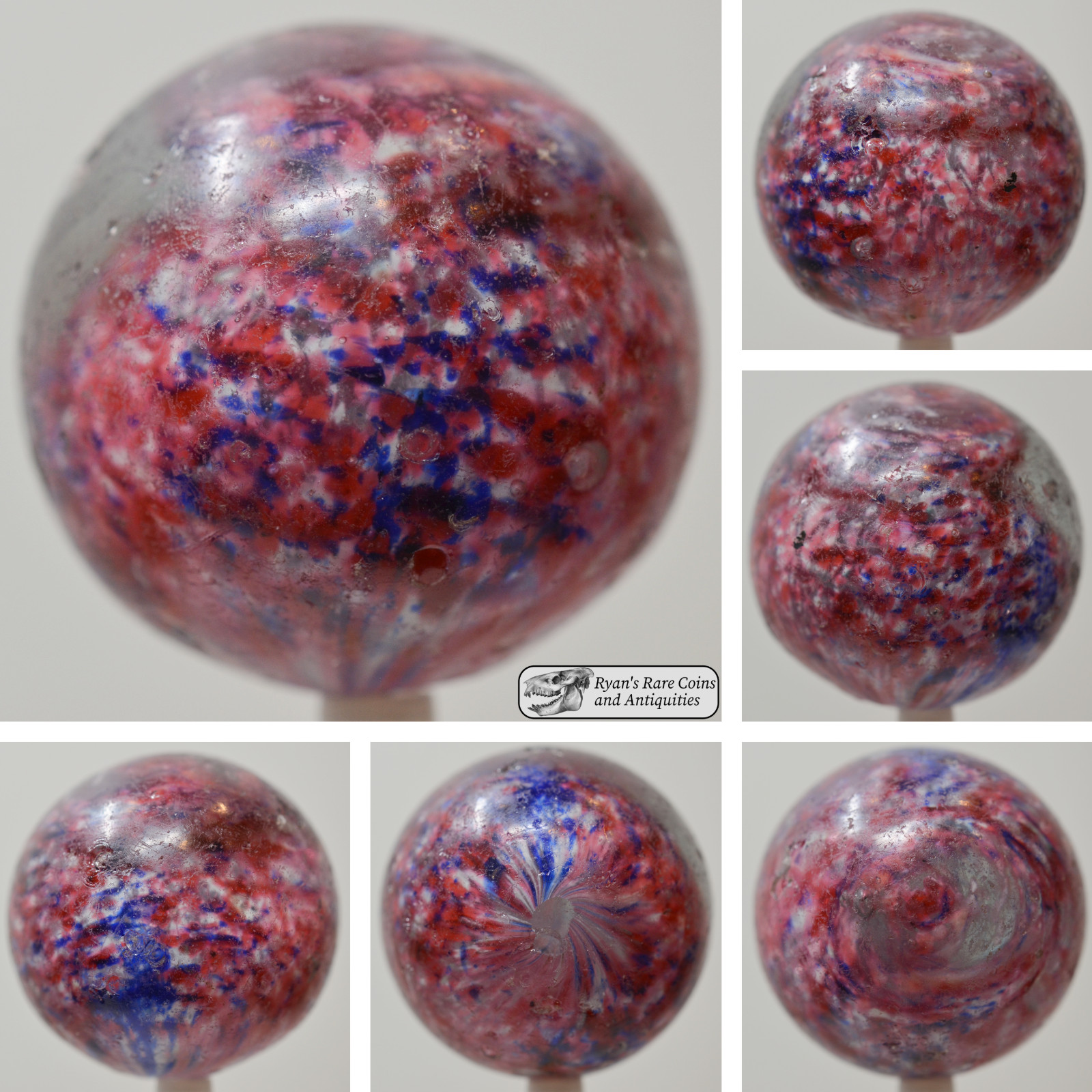Handmade Shrunken Cloud Onionskin Marble, End of Day 1 13/16 inch, Germany S1448
