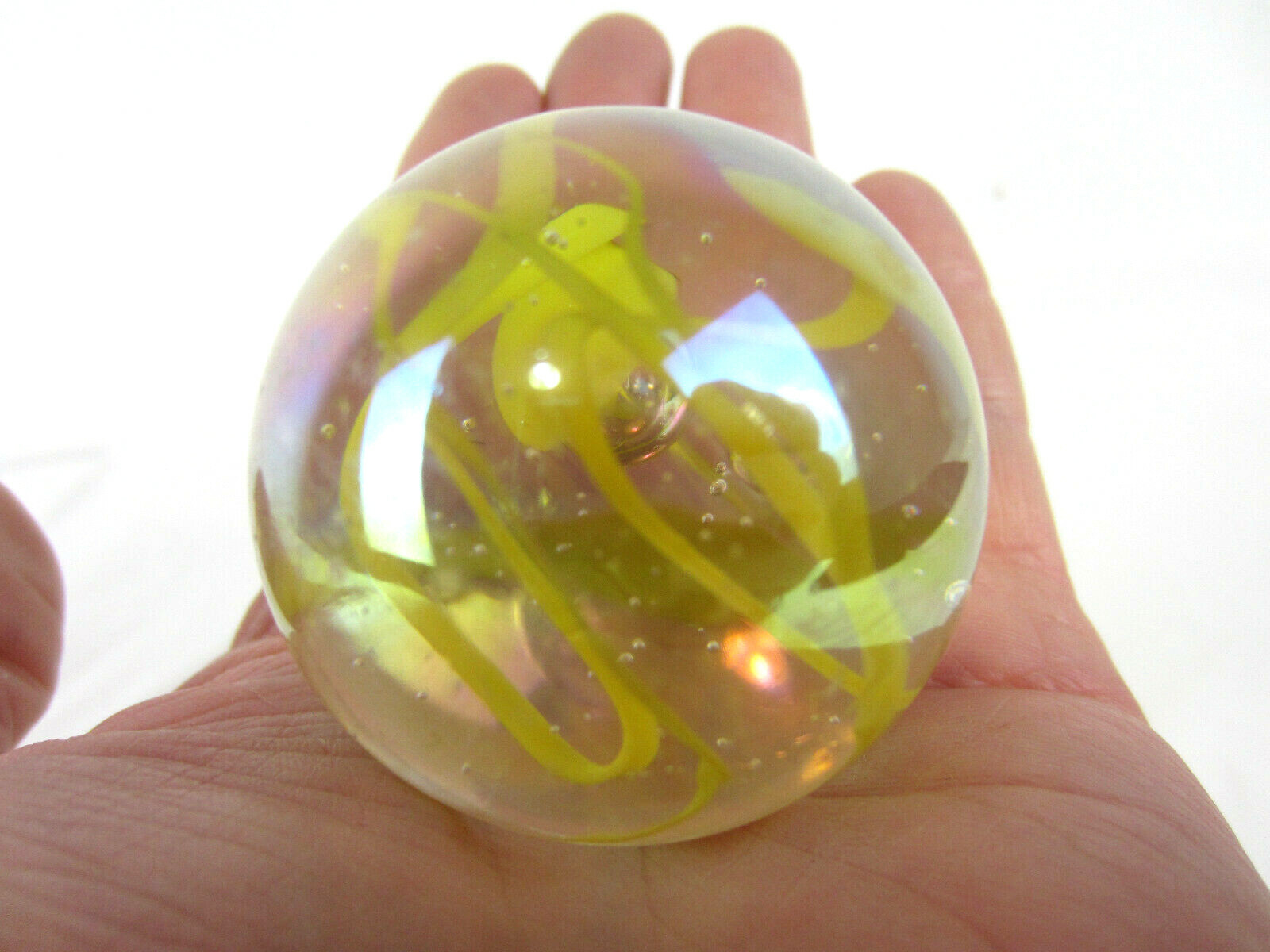 2″ TOE BREAKER 50mm YELLOW SPAGHETTI Wire Pull Confetti Marbles glass ball HUGE