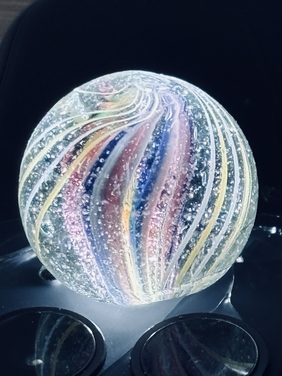 Vintage German Divided Solid Core Swirl Marble Shooter Size 20.5mm .80” NM NICE!