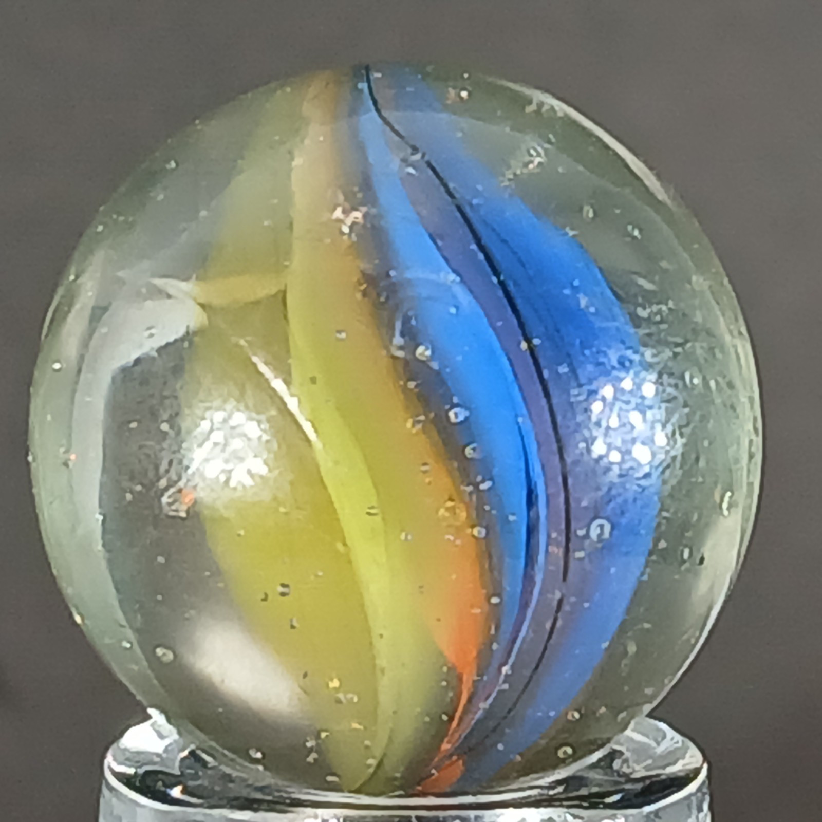 Vintage Tri-Color Hybrid Cat’s Eye Marble .59 Inches Near-Mint Condition